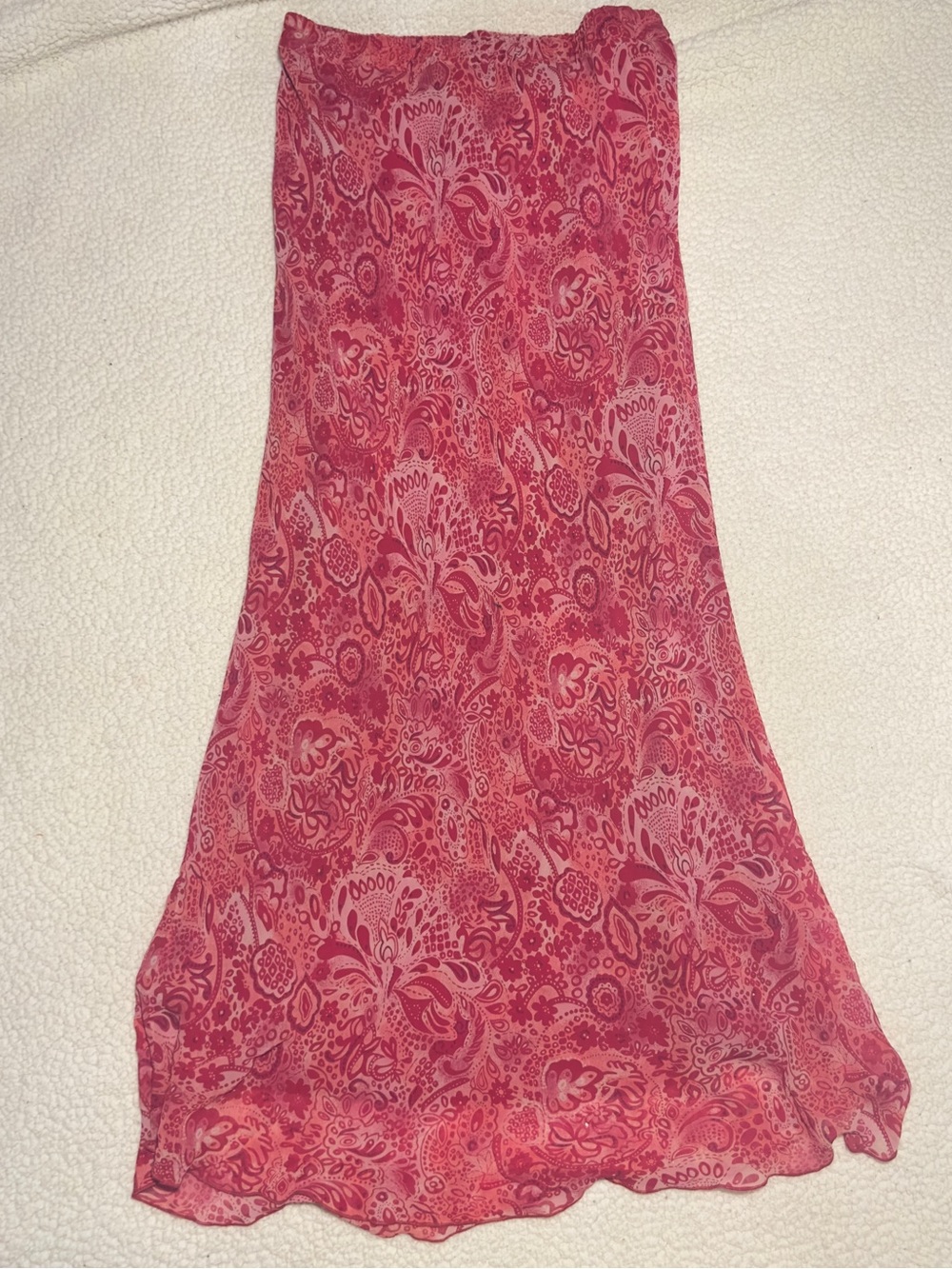 Silks by ISC pink paisley maxi skirt size small 100% silk